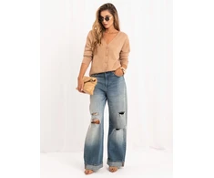 P-M Sweter-PM-SW-PM-5321.88-camelowy
