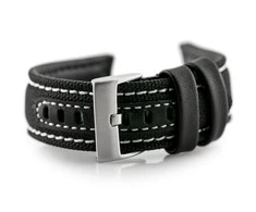 Pacific Odinė laikrodžio apyrankė W34 - PREMIUM - juoda/balta - 24mm