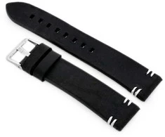 Pacific W110 leather watch strap - juodas/baltas - 22mm
