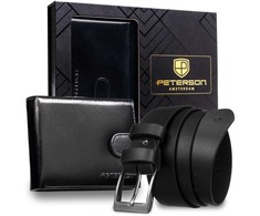 Piniginės ir diržo rinkinys vyrams Peterson PTN SET N992L-NGV-BW