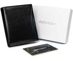 Erdvi vyriška piniginė iš natūralios grūdėtos odos su RFID apsauga - Rovicky