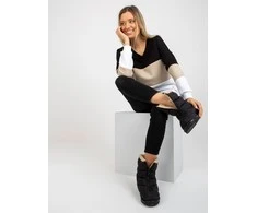 Relevance Megztinis-RV-BL-8377.89-juodas-smėlio spalvos