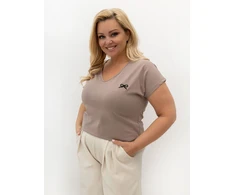 Relevance T-shirt-RV-TS-A1383.01P-ciemny bezowy
