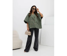 Rue Paris Płaszcz-IT-KR-FL10153KSM.91-khaki