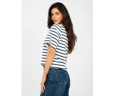 Rue Paris T-shirt-RV-TS-A1087.74-balta ir-tamsiai mėlyna