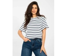 Rue Paris T-shirt-RV-TS-A1087.74-balta ir-tamsiai mėlyna