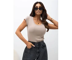 Rue Paris T-shirt-RV-TS-A1360.02P-ciemny bezowy