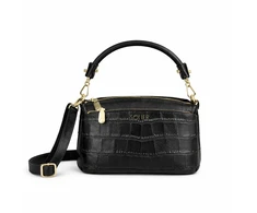 Small Leather Baguette Bag Solier FL60 Linette – Juodas