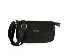 Small Leather Crossbody Bag Solier FL51 Yselle – Juodas