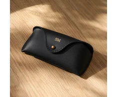 Solier Accessories Personalized genuine leather spectacle case Solier SA37 juodas