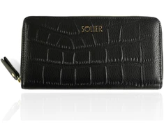 Solier Genuine leather woman s laptop bag FL25 juodas with snake pattern