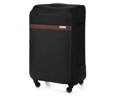 Kelioninis Solier Luggage Vidutinio dydžio tvirtas lagaminas M Solier STL1316 - Tamsiai mėlinas, rudas