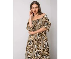 Italy Moda Suknelė-DHJ-SK-13965.71P-juoda-smėlio spalvos