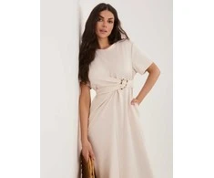Suknelė Moda Sukienka-MI-SK-A5449.92-jasny smėlio spalva