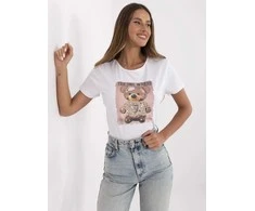 Trendy Ing Marškinėliai moterims-NM-TS-NG25285.74P-balta ir-smėlio spalva
