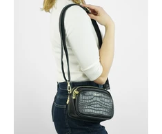 Women’s Leather Crossbody Bag Solier FL59 Amoria – Juodas