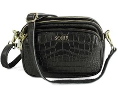 Women’s Leather Crossbody Bag Solier FL59 Amoria – Juodas
