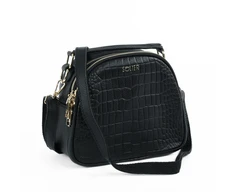 Women’s Leather Crossbody Satchel Bag Solier FL58 Fira – Juodas