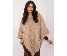 Wool Fashion Italia Pončas moterims AT-PN-2347.88, smėlio spalvos