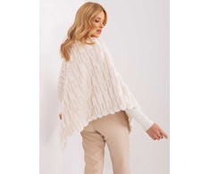 Wool Fashion Italia Pončas moterims AT-PN-2347.68, ekru spalvos