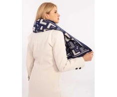 Wool Fashion Italia Šalikas-AT-SZ-23158.32-baltas tamsiai mėlynas