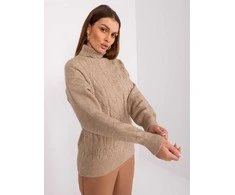 Wool Fashion Italia Megztinis-AT-SW-23401.97P-tamsiai smėlio spalvos