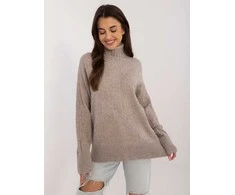 Wool Fashion Italia Megztinis-AT-SW-2342-1,35-tamsiai smėlio spalvos