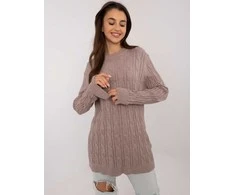 Wool Fashion Italia Megztinis-AT-SW-2343.88-tamsiai smėlio spalvos