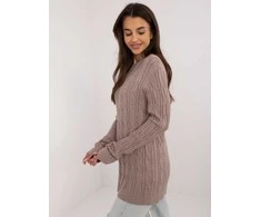 Wool Fashion Italia Megztinis-AT-SW-2343.88-tamsiai smėlio spalvos