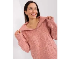 Wool Fashion Italia Megztinis-AT-SW-2349-2,96-tamsiai rožinis
