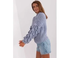 Wool Fashion Italia Megztinis-AT-SW-2382.97P-pilka-mėlyna