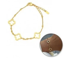 Eu Sandelis 14 karatų auksu dengta chirurginio plieno apyrankė „clovers BST1556“