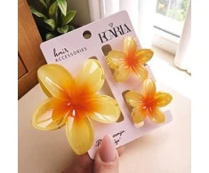 Eu Sandelis 3 viename plaukų segtukų rinkinys, ombre gėlių raštas xl + 2 mini segtukai SP421