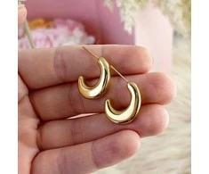 Eu Sandelis Auksiniai auskarai 18mm su 14k auksu KST3023
