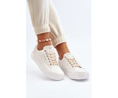 Balti Lee Cooper bateliai su gėlėtais raišteliais