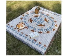 Eu Sandelis BOHO antklodė, pinta dvipusė lovatiesė su kutais 130x180cm KOC15WZ3