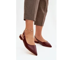 Boto Bordo spalvos elegantiški bateliai atviru kulnu