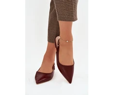 Boto Bordo spalvos elegantiški bateliai atviru kulnu
