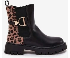 Boto Moteriški aulinukai su auksinėmis detalėmis ir leopardo raštu