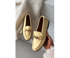 Boto Moteriški elegantiški gelsvi mokasinai su papuošimu