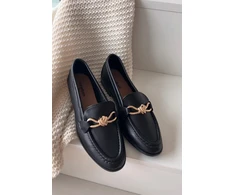 Boto Moteriški elegantiški juodi mokasinai su papuošimu
