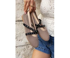 Boto Smėlio spalvos stilingi tinklelio rašto bateliai