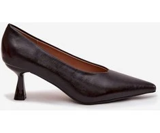 Boto Tamsiai rudi elegantiški bateliai neaukštu kulnu