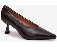 Boto Tamsiai rudi elegantiški bateliai neaukštu kulnu