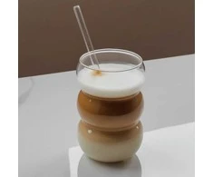 Eu Sandelis 550ml stiklinė su burbuliukais 1 vnt., skirta kavos latte ilgiesiems gėrimams SZK202
