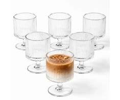 Eu Sandelis 6 gofruotų stiklinių su kojelėmis rinkinys desertams ir gėrimams, 250 ml SZK227ZESTAW6