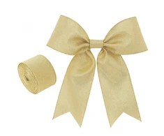 Eu Sandelis Auksinė juostelė - kaspinas, kalėdinė dovanų juostelė 6,3cm x 2m KSN136