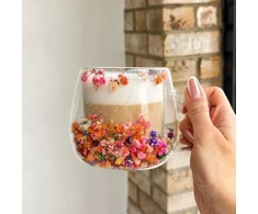 Eu Sandelis Dvigubo stiklo puodelis su įspūdingomis gėlėmis viduje 300 ml 1vnt SZK211