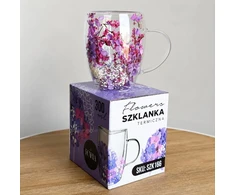 Eu Sandelis Dvigubo stiklo puodelis su įspūdingomis gėlėmis viduje 300ml 1vnt SZK166