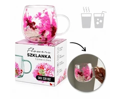 Eu Sandelis Dvigubo stiklo puodelis su įspūdingomis gėlėmis viduje 300 ml 1vnt SZK182